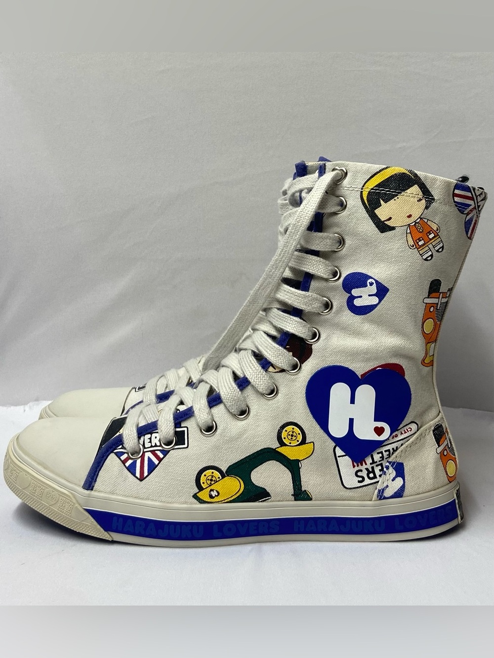 Rare Harajuku Lovers Canvas High-Tops - Anime Print - Women’s Size 8